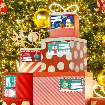 Set of 4 Christmas Gift Tag Sticker Rolls - 2000 Self-Adhesive Labels for Presents V888-ELOSUNG33746