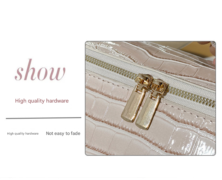 Green Chic Croc-Embossed Travel Makeup Case Large Capacity Cosmetic Organizer Bag V888-ELOSUNG33754