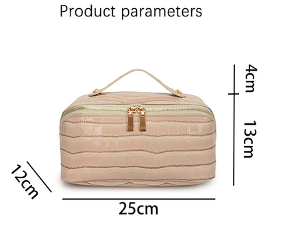 White Chic Croc-Embossed Travel Makeup Case Large Capacity Cosmetic Organizer Bag V888-ELOSUNG33757