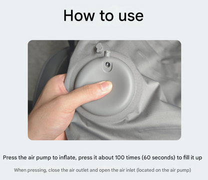 Grey Ultralight Inflatable Lumbar Support Pillow - Portable Ergonomic Back Cushion for Travel, Office & Car V888-ELOSUNG33763