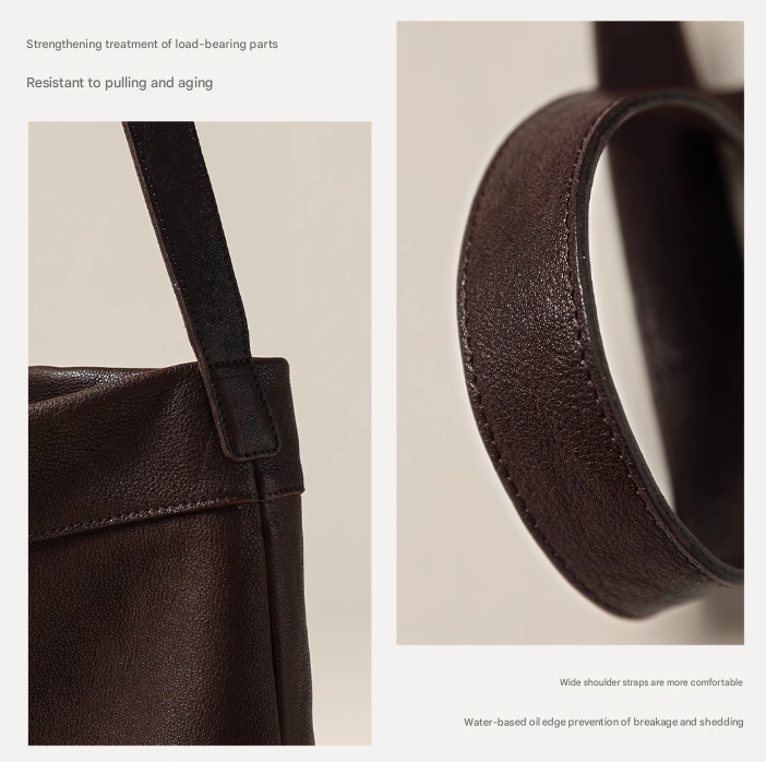 Coffee Minimalist Vintage-Style PU Leather Shoulder Bag Casual Commuter Tote V888-ELOSUNG33775