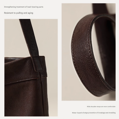 Black Minimalist Vintage-Style PU Leather Shoulder Bag Casual Commuter Tote V888-ELOSUNG33776