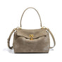 Beige Women's Vintage Suede Satchel Bag - Elegant Top Handle Purse with Gold Lock V888-ELOSUNG33780