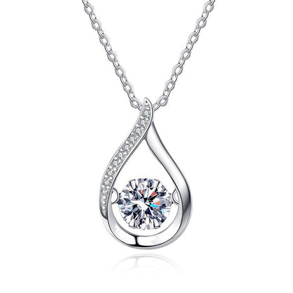 Dazzling Teardrop Dancing Moissanite Necklace S925 Sterling Silver Pendant V888-ELOSUNG33785