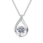 Dazzling Teardrop Dancing Moissanite Necklace S925 Sterling Silver Pendant V888-ELOSUNG33785
