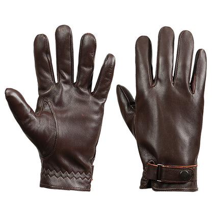 M Dark Brown Premium Men's Genuine Sheepskin Leather Driving & Cycling Gloves V888-ELOSUNG33787