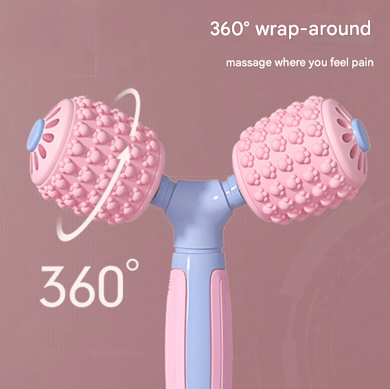 Y-Shaped Dual Roller Massager for Deep Tissue Muscle Relief - Handheld Fascia Tool for Legs & Body V888-ELOSUNG33798