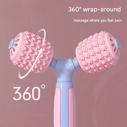 Y-Shaped Dual Roller Massager for Deep Tissue Muscle Relief - Handheld Fascia Tool for Legs & Body V888-ELOSUNG33798