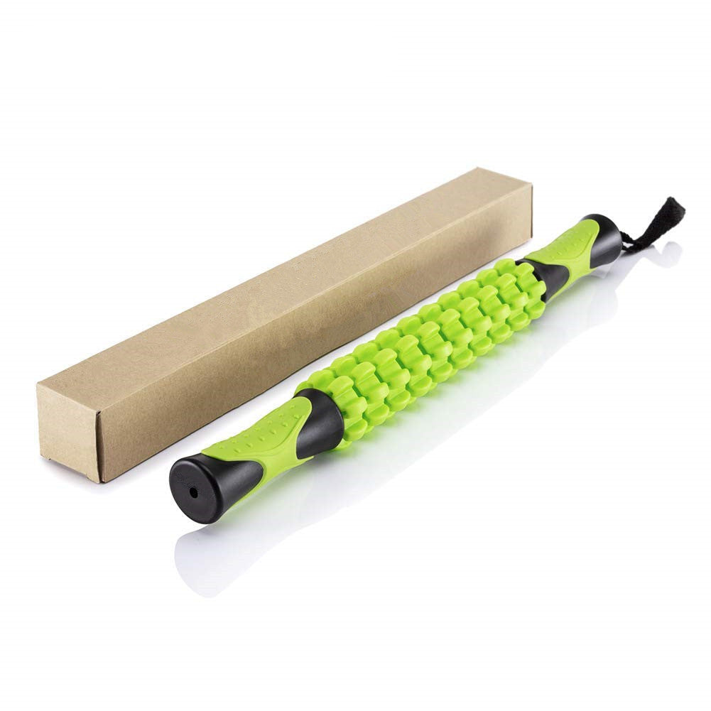 Green Deep Tissue Massage Roller Stick for Muscle Soreness & Recovery - Portable Fascia Release Tool V888-ELOSUNG33799