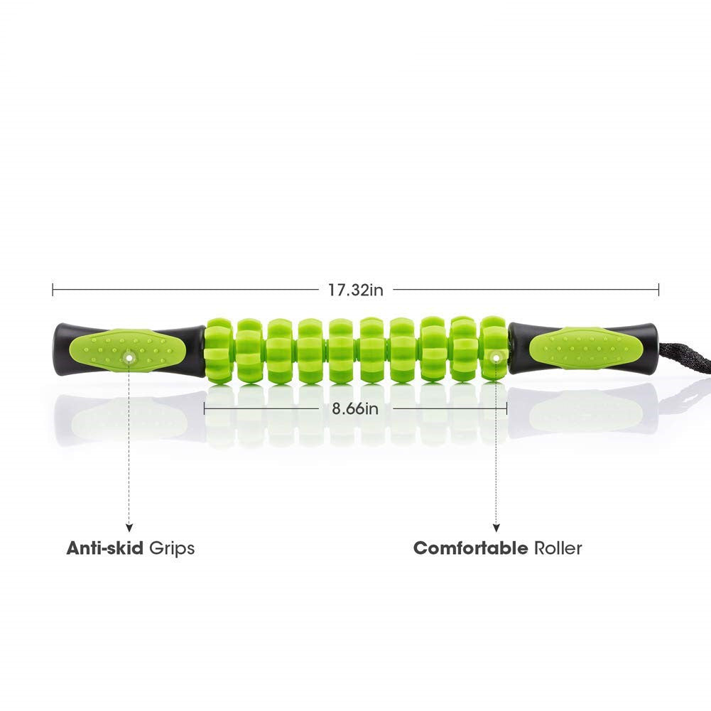 Orange Deep Tissue Massage Roller Stick for Muscle Soreness & Recovery - Portable Fascia Release Tool V888-ELOSUNG33802