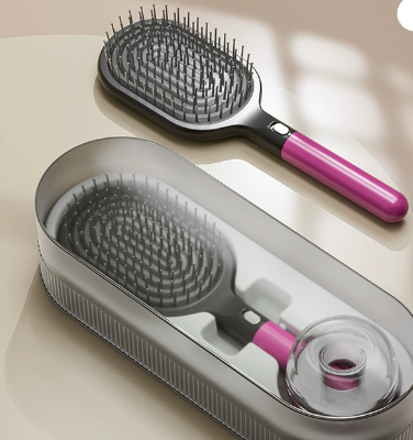 Rose Red Premium Self-Cleaning Hair Brush Set with Stand - Anti-Static Detangling & Scalp Massage Paddle Brush V888-ELOSUNG33815