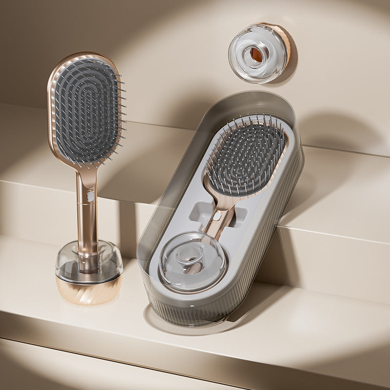 Gold Premium Self-Cleaning Hair Brush Set with Stand - Anti-Static Detangling & Scalp Massage Paddle Brush V888-ELOSUNG33816