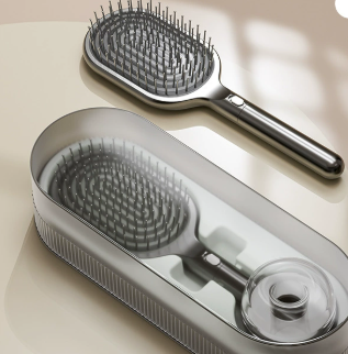 Black Premium Self-Cleaning Hair Brush Set with Stand - Anti-Static Detangling & Scalp Massage Paddle Brush V888-ELOSUNG33817