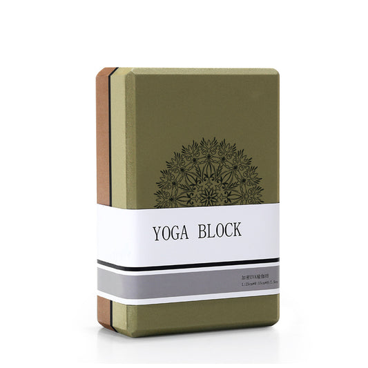 Olive Green/Brown High-Density EVA Foam Yoga Block for Support & Stability - Lightweight Non-Slip Brick for V888-ELOSUNG33854