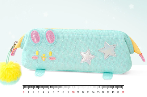 Green Cute Cat Pencil Case for Girls - Large Capacity Sparkly Stationery Pouch with Fluffy Pom Pom V888-ELOSUNG33856