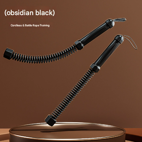 Black Heavy Cordless Battle Rope - Portable Weighted Fitness Rope for Home Gym Strength & Cardio Training V888-ELOSUNG33863