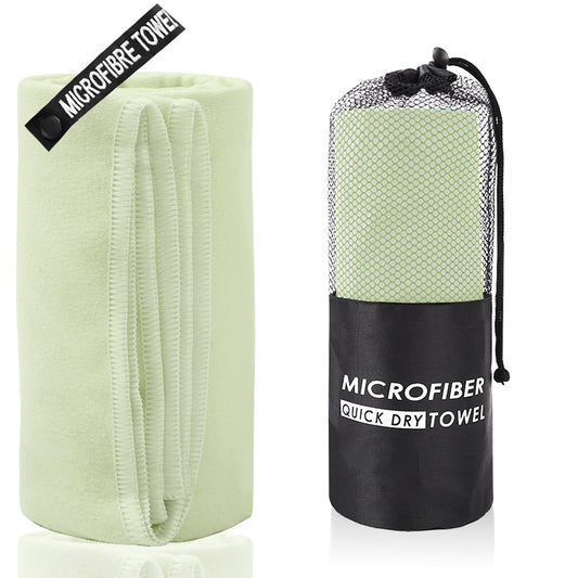 2-Piece Beige Yellow Quick-Dry Microfiber Sports Towel with Travel Case - Compact & Absorbent for Gym, V888-ELOSUNG33870
