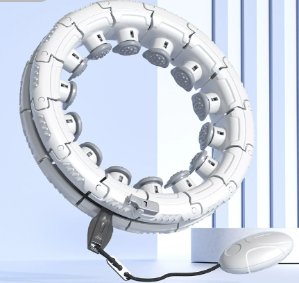 White 24 Sections Adjustable Smart Hula Hoop with Weighted Ball - Never-Fall Fitness Ring with Massage Nodes V888-ELOSUNG33880