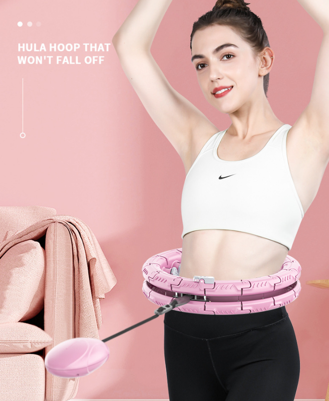 White 24 Sections Adjustable Smart Hula Hoop with Weighted Ball - Never-Fall Fitness Ring with Massage Nodes V888-ELOSUNG33880