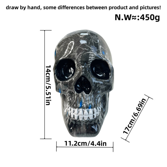 Big Black Colorful Floral Skull Statue - Intricate Day of the Dead Style Resin Figurine for Halloween & Home V888-ELOSUNG33885