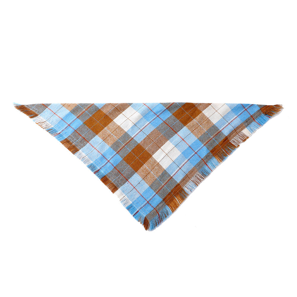 Blue M 65x45x45cm Thanksgiving Plaid Dog Bandana 2-Pack - Festive Tassel Triangle Scarf for Pets V888-ELOSUNG33896