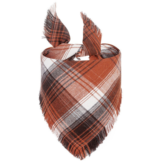 Red, Black and White Tartan S 55x38x38cm Thanksgiving Plaid Dog Bandana 2-Pack - Festive Tassel Triangle V888-ELOSUNG33899
