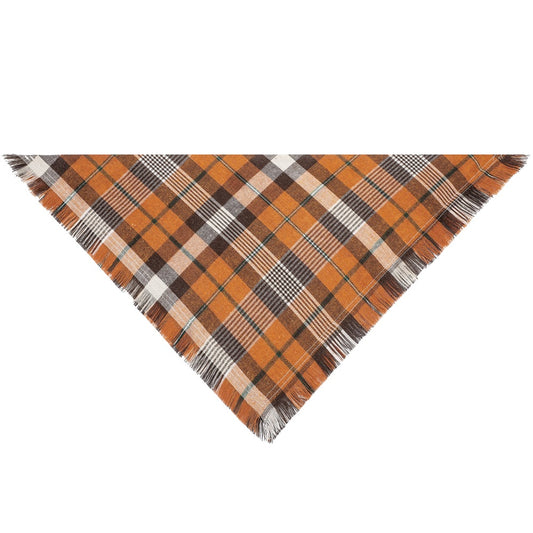 Orange Tartan S 55x38x38cm Thanksgiving Plaid Dog Bandana 2-Pack - Festive Tassel Triangle Scarf for Pets V888-ELOSUNG33901