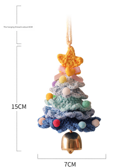 2PCS Purple Handmade-Style Crochet Christmas Tree Ornament - Festive Plush Hanging Decor for Home & Car V888-ELOSUNG33910