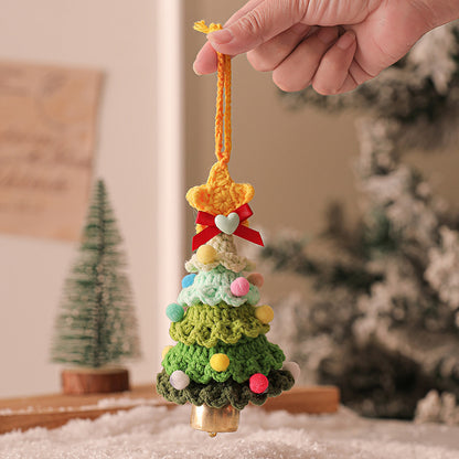 2PCS Green Handmade-Style Crochet Christmas Tree Ornament - Festive Plush Hanging Decor for Home & Car V888-ELOSUNG33911