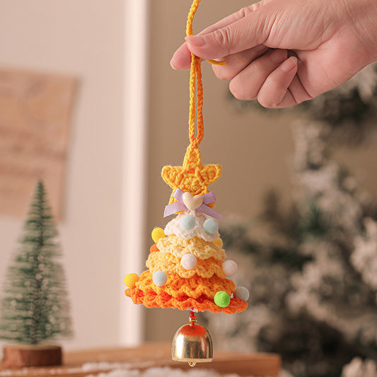 2PCS Multicolor-purple Handmade-Style Crochet Christmas Tree Ornament - Festive Plush Hanging Decor for Home V888-ELOSUNG33913