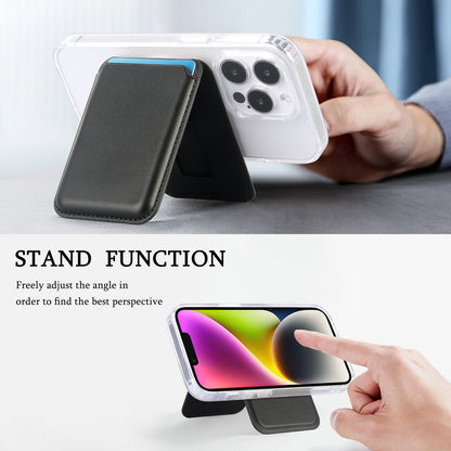 Black Slim Magnetic Card Holder Wallet with Adjustable Kickstand - MagSafe Compatible V888-ELOSUNG33915