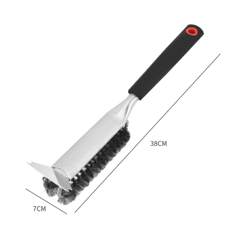 Plastics Handle Heavy Duty BBQ Grill Brush - Stainless Steel Wire Cleaner with Scraper for Effortless Grate V888-ELOSUNG33924