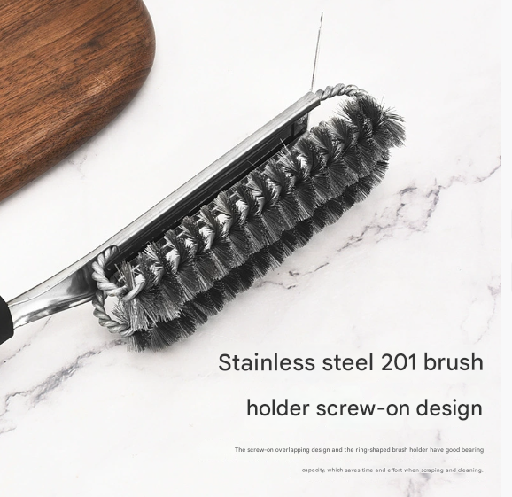 Plastics Handle Heavy Duty BBQ Grill Brush - Stainless Steel Wire Cleaner with Scraper for Effortless Grate V888-ELOSUNG33924