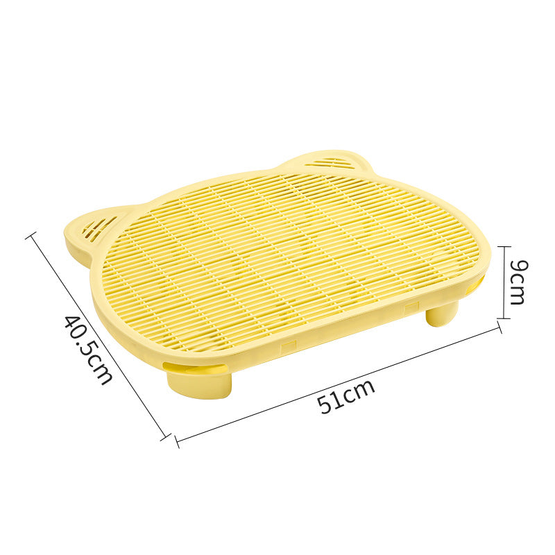 Yellow Elevated Cat Litter Trapping Mat - Dual-Layer Scatter Control Tray with Grate V888-ELOSUNG33925