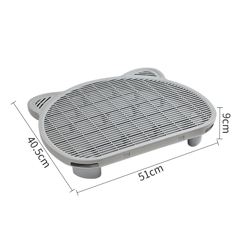 Grey Elevated Cat Litter Trapping Mat - Dual-Layer Scatter Control Tray with Grate V888-ELOSUNG33926