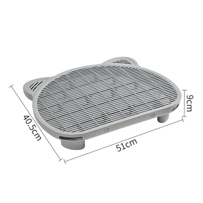 Grey Elevated Cat Litter Trapping Mat - Dual-Layer Scatter Control Tray with Grate V888-ELOSUNG33926