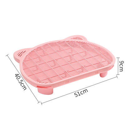 Pink Elevated Cat Litter Trapping Mat - Dual-Layer Scatter Control Tray with Grate V888-ELOSUNG33927