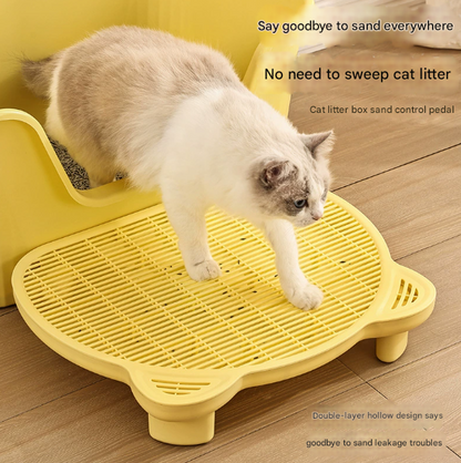 Pink Elevated Cat Litter Trapping Mat - Dual-Layer Scatter Control Tray with Grate V888-ELOSUNG33927