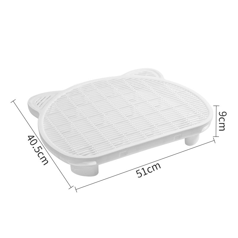 White Elevated Cat Litter Trapping Mat - Dual-Layer Scatter Control Tray with Grate V888-ELOSUNG33928