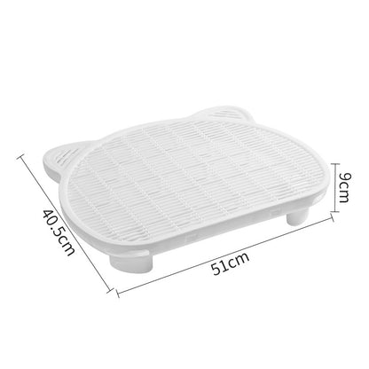 White Elevated Cat Litter Trapping Mat - Dual-Layer Scatter Control Tray with Grate V888-ELOSUNG33928