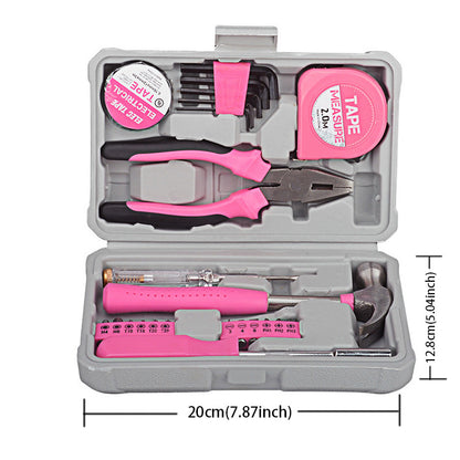 Compact 24-Piece Pink Tool Kit - Essential Household DIY Set for Ladies V888-ELOSUNG33932