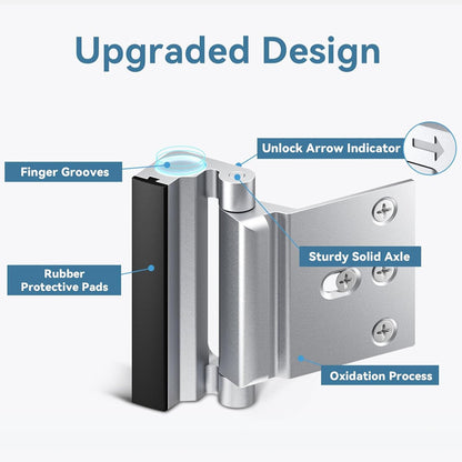 Silver Heavy-Duty Hotel Style Security Door Lock - Childproof Door Reinforcement Latch for Home Safety V888-ELOSUNG33939