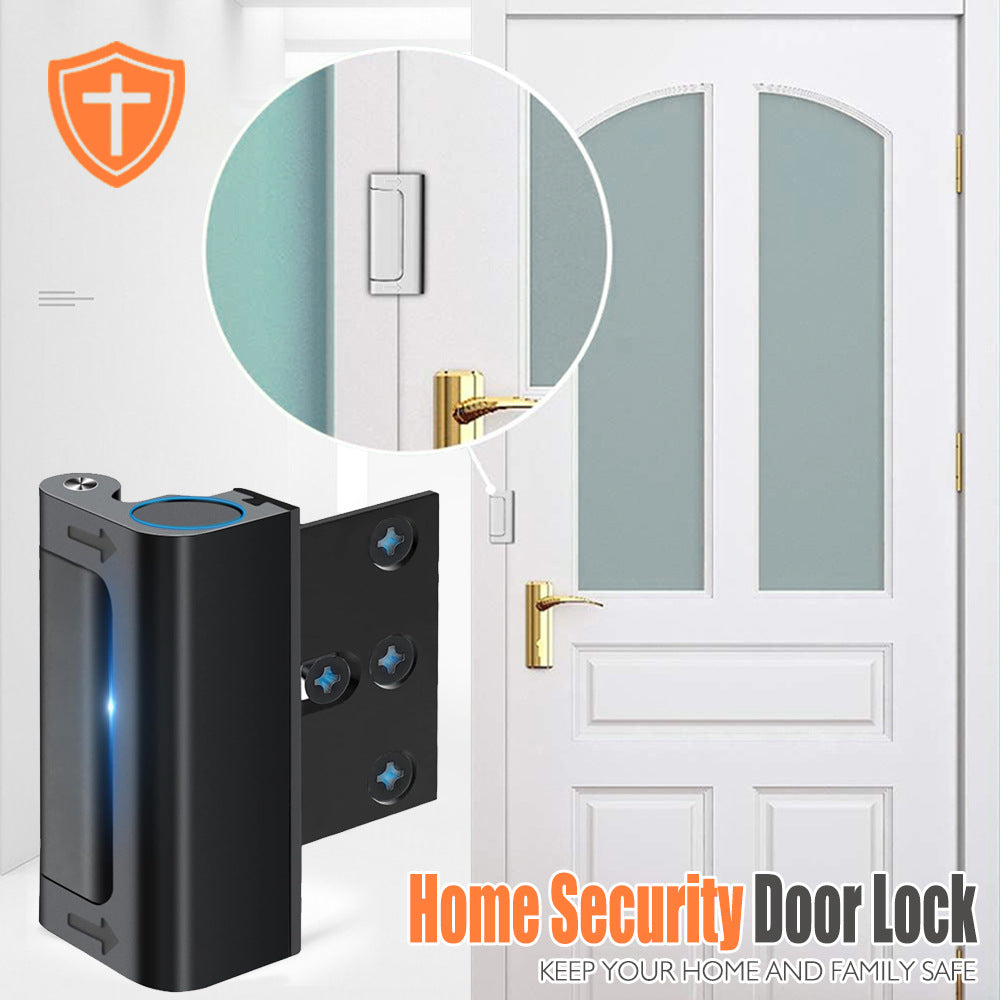 Black Heavy-Duty Hotel Style Security Door Lock - Childproof Door Reinforcement Latch for Home Safety V888-ELOSUNG33940