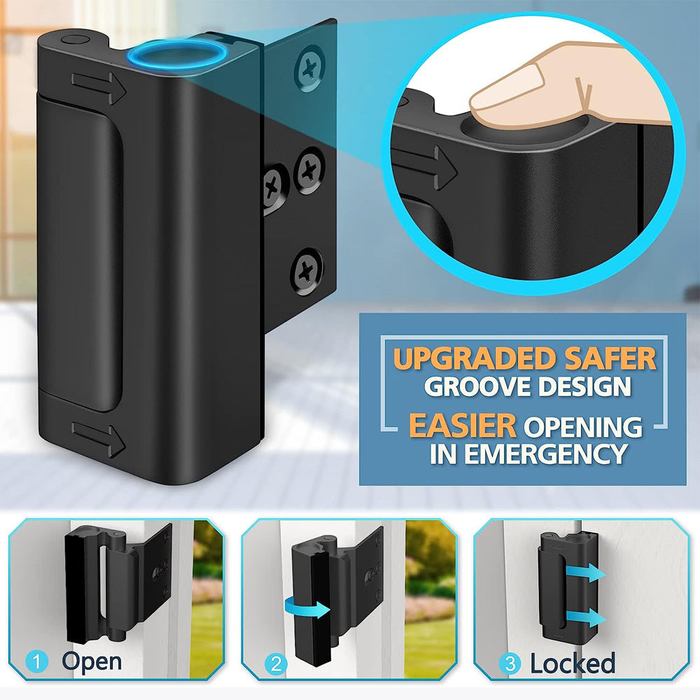 Black Heavy-Duty Hotel Style Security Door Lock - Childproof Door Reinforcement Latch for Home Safety V888-ELOSUNG33940
