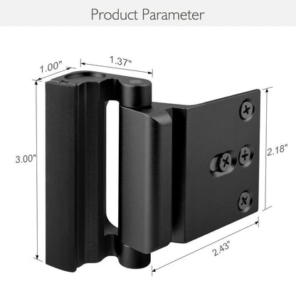 Black Heavy-Duty Hotel Style Security Door Lock - Childproof Door Reinforcement Latch for Home Safety V888-ELOSUNG33940