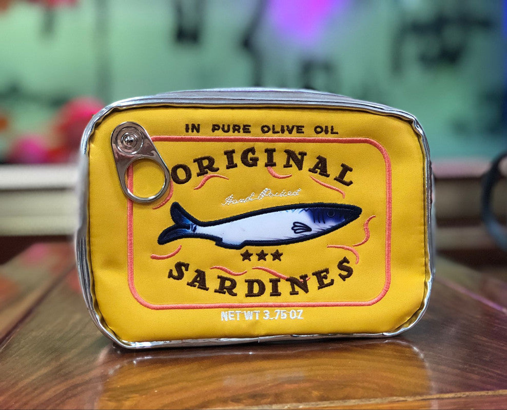 Yellow Quirky Sardine Tin Novelty Clutch - Fun PU Leather Makeup & Accessory Pouch V888-ELOSUNG33964