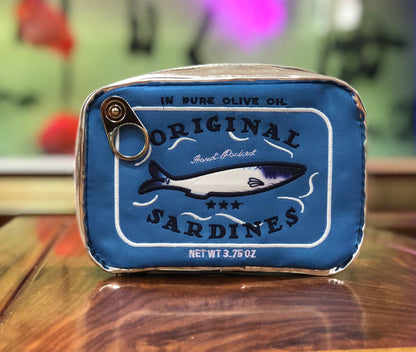 Blue Quirky Sardine Tin Novelty Clutch - Fun PU Leather Makeup & Accessory Pouch V888-ELOSUNG33966