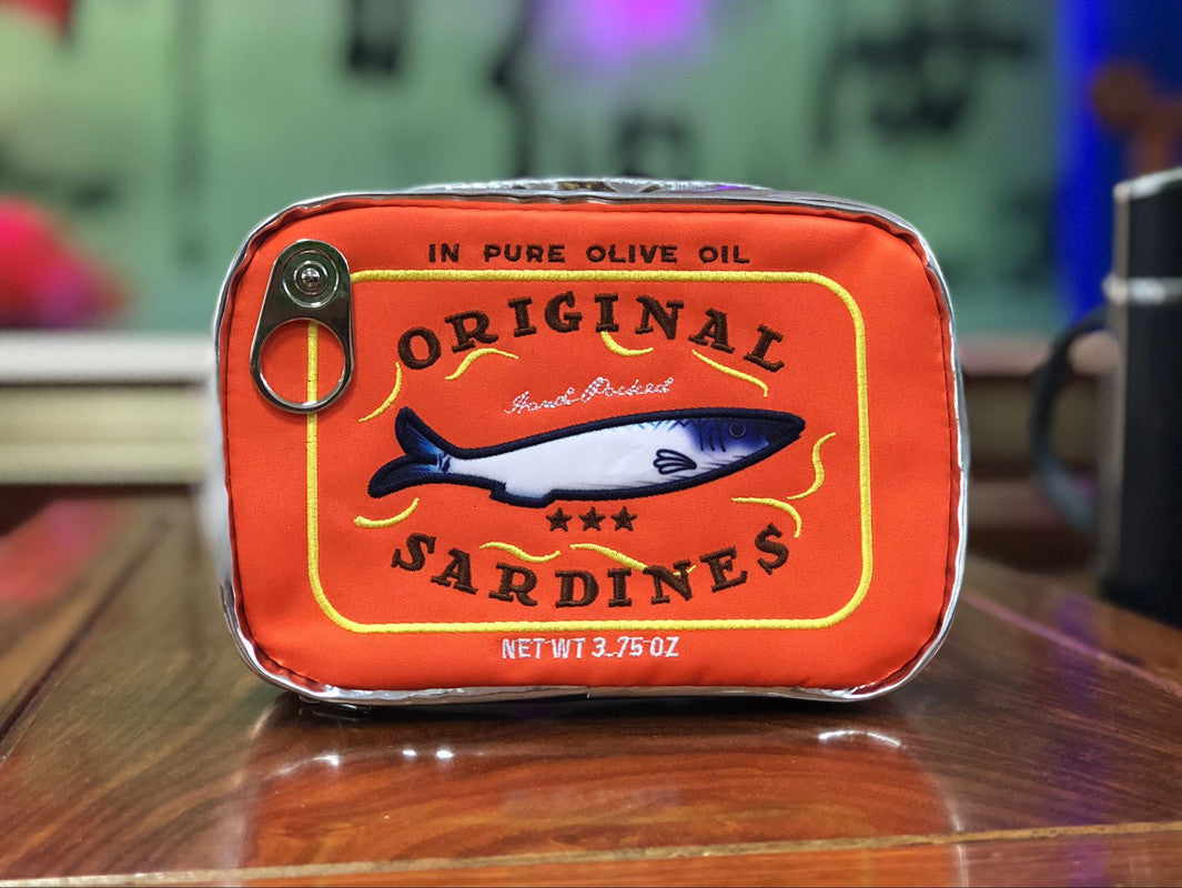 Orange Quirky Sardine Tin Novelty Clutch - Fun PU Leather Makeup & Accessory Pouch V888-ELOSUNG33967