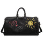 Black Large Capacity Graffiti Travel Duffel Bag - Canvas Weekender with Wet/Dry Pocket & Shoe Compartment V888-ELOSUNG33969
