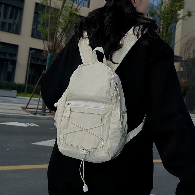 White Mini Lightweight Drawstring Backpack for Women - Small Casual Travel Daypack V888-ELOSUNG33973